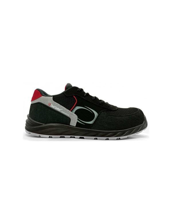 Zapatos de seguridad DENVER S1P CI SRC ESD de color negro con detalles en gris y rojo