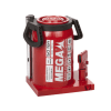Gato hidráulico de botella MEGA BR50 50T rojo con asas laterales, vástago cromado y base metálica, sobre fondo blanco