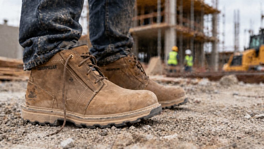 Botas Caterpillar en trabajo real de construcción