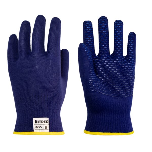 Guante interior térmico NITREX 299G azul con puntos antideslizantes para trabajos en frío