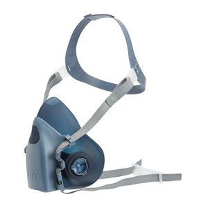 Respirador media mascara reusable 3M modelo 7500 de silicona ergonomica vista de perfil izquierdo