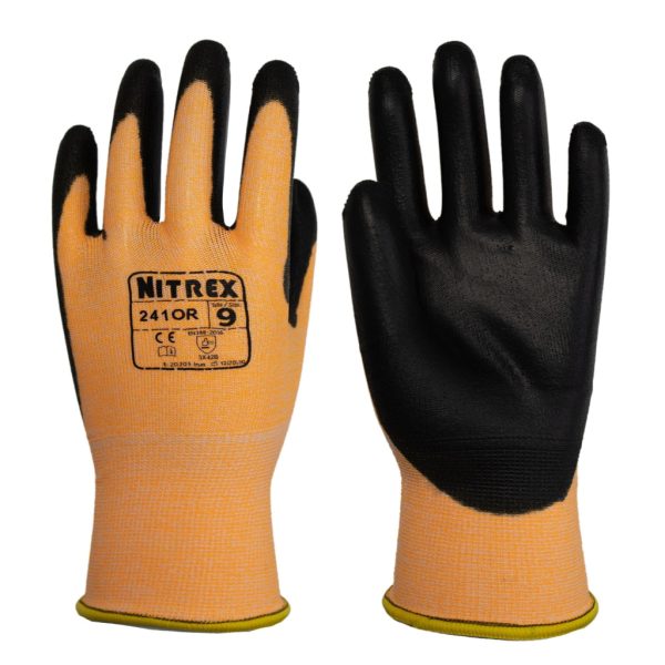 Guante anticorte Nitrex 241OR ligero con recubrimiento de poliuretano para trabajos industriales y precisión