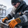 Trabajador utilizando guantes térmicos NITREX 299TN en exterior con bajas temperaturas y nieve